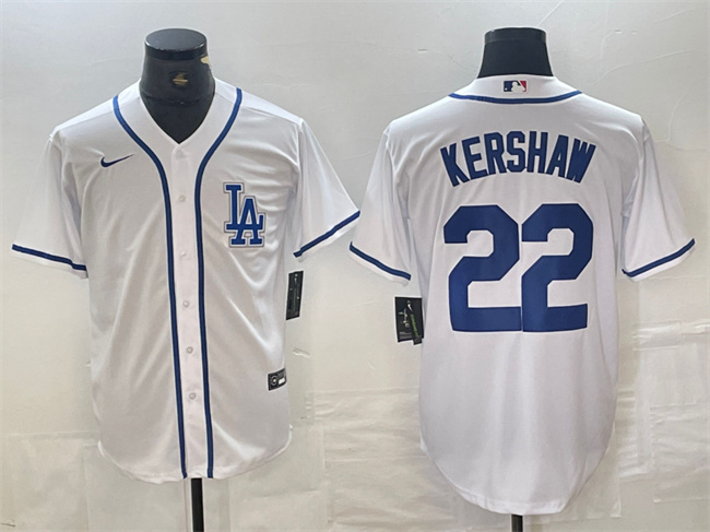 Los Angeles Dodgers #22 Clayton Kershaw White Cool Base Stitched Jersey